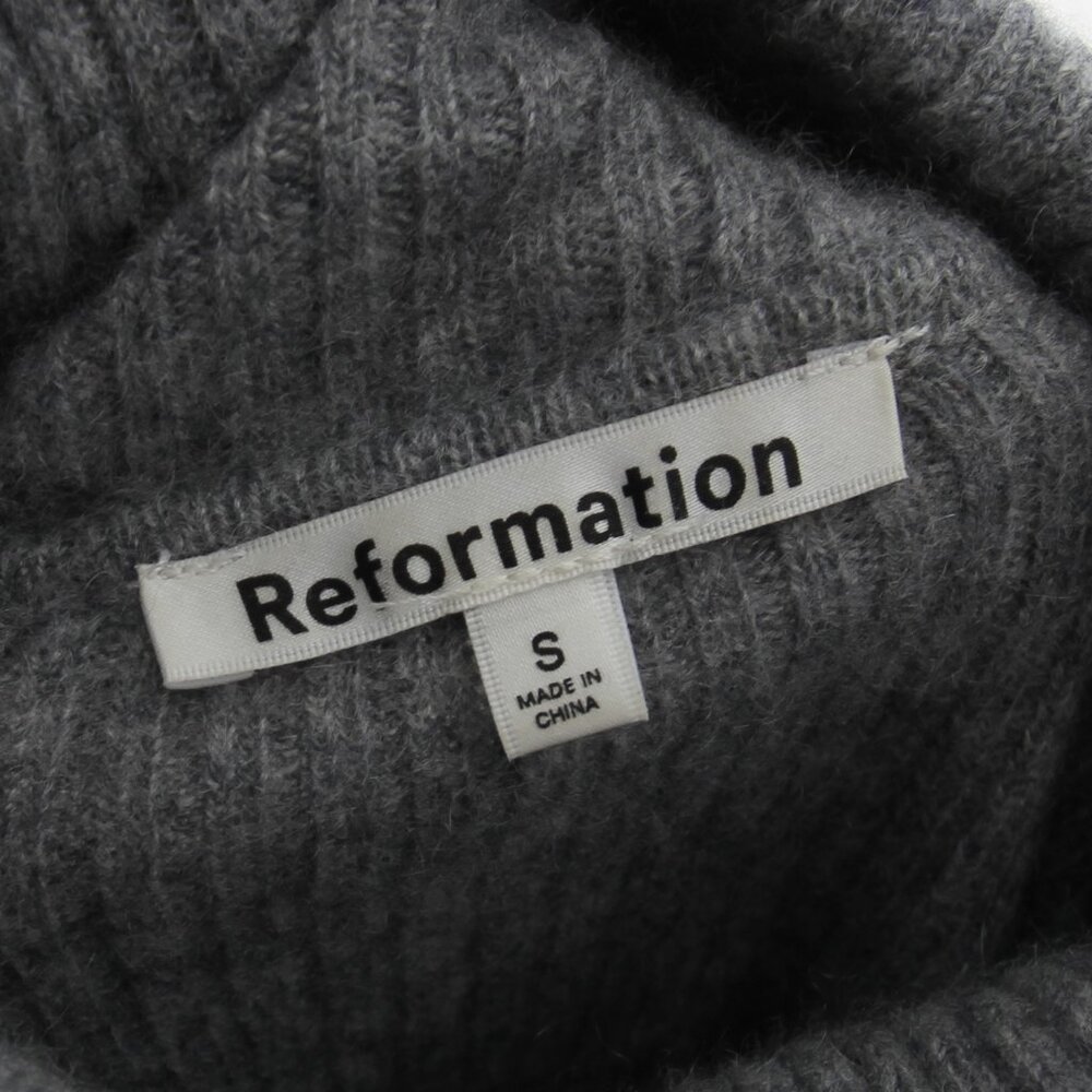 Reformation Luisa Cropped Ribbed Recycled Cashmere-Blend Turtleneck Sweater Gray - Picture 11 of 11